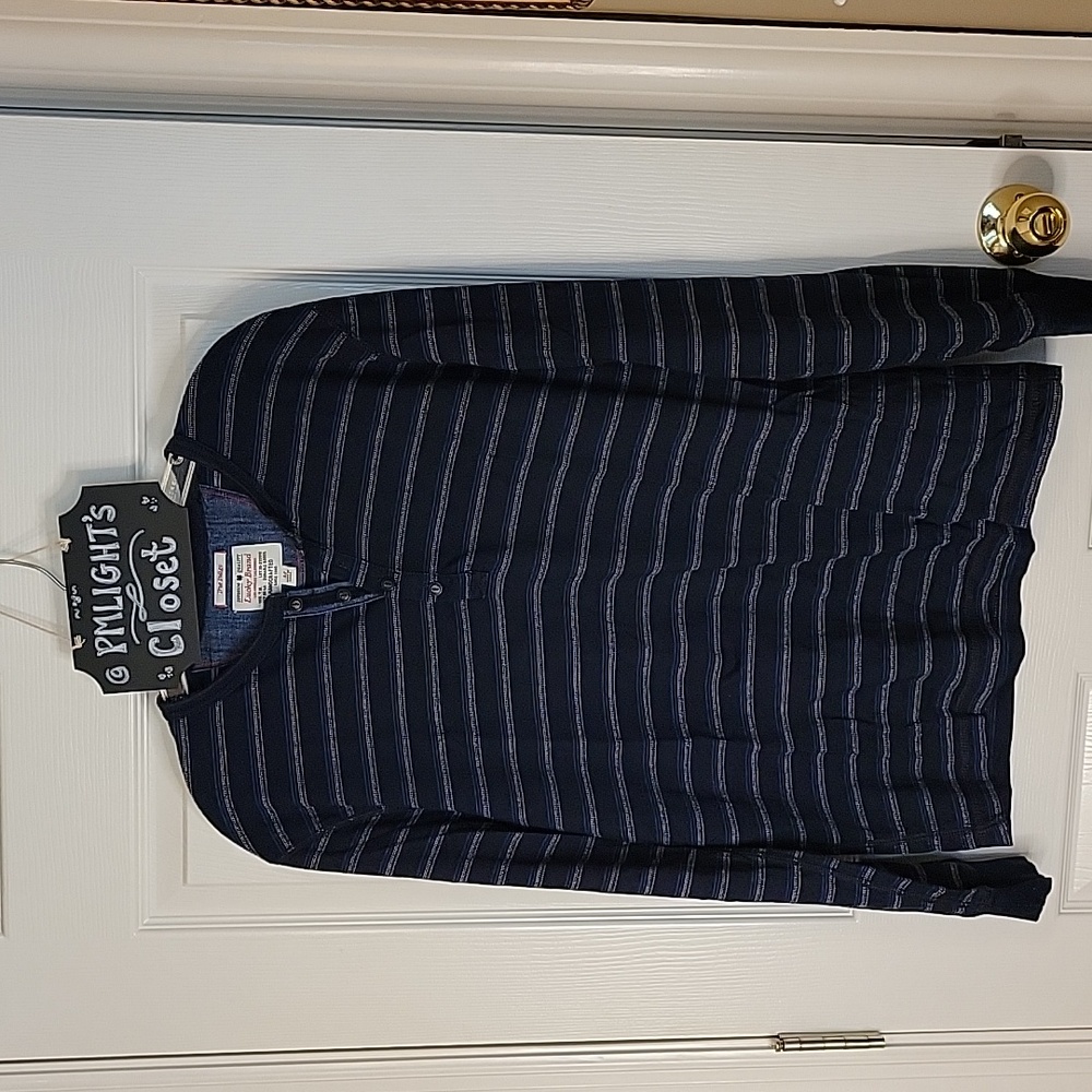 Lucky Brand Medium Striped Shirt Long Sleeve Blue White Red